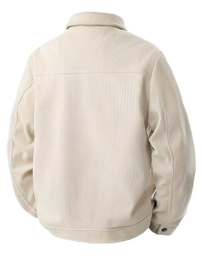 Herencorduroy Cargojack - Zwart, Ontwerp met Meerdere Zakken en Klepzakken, Knoopsluiting, Lange Mouwen, Casual Stijl, Machinewasbaar, Polyester Materiaal