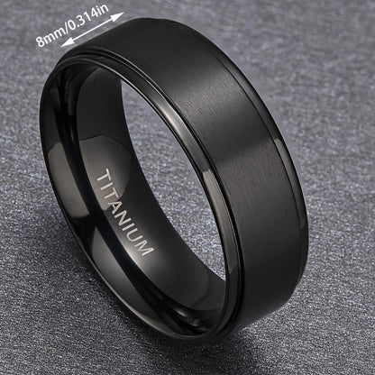 1 stuk PANASH 8MM Titanium Stalen Ring, Mode Zwart Goud Geplateerd, Duurzaam Krassenbestendig, Uniek Cadeau voor Vriendschap, Verjaardag, Huwelijk, Afstuderen, Kerst - Enkele Ring met Analoge Steen Creatie