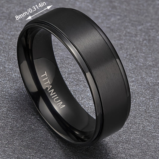 1 stuk PANASH 8MM Titanium Stalen Ring, Mode Zwart Goud Geplateerd, Duurzaam Krassenbestendig, Uniek Cadeau voor Vriendschap, Verjaardag, Huwelijk, Afstuderen, Kerst - Enkele Ring met Analoge Steen Creatie