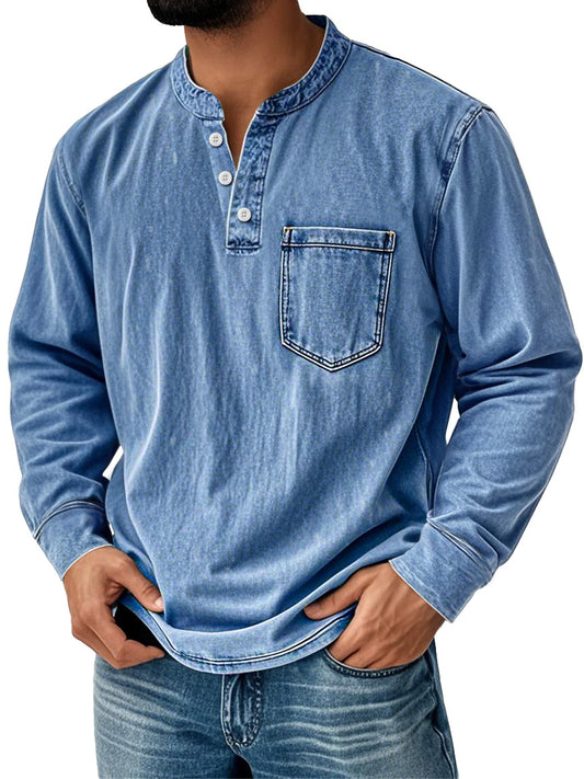 Heren Henley Shirt Lange Mouwen