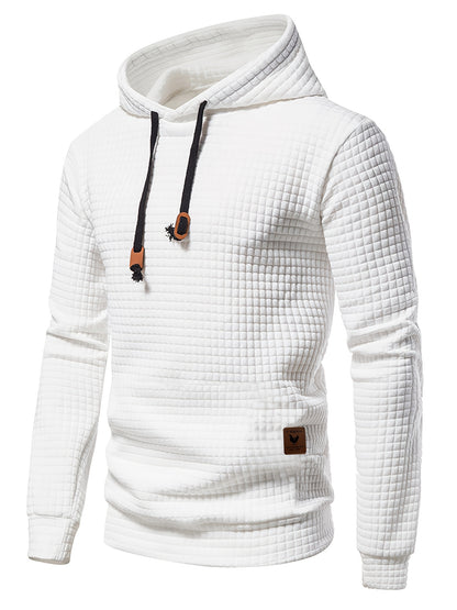 [1pc GEKM Heren Casual Sport Hoodie] 1pc GEKM Heren Casual Sport Pullover Sweatshirt, Boho Stijl Lange Mouw Hoodie met Geborduurd Ontwerp, Gebreide Polyester Stof, Regular Fit, 250gsm - Herfst/Winter Collectie
