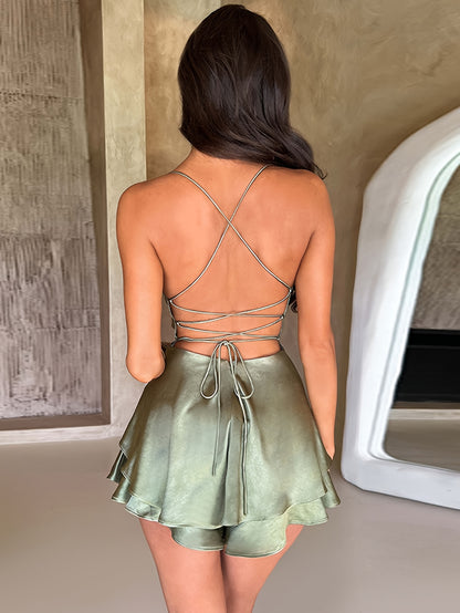 Luna Silk | Satin Flare Mini Dress