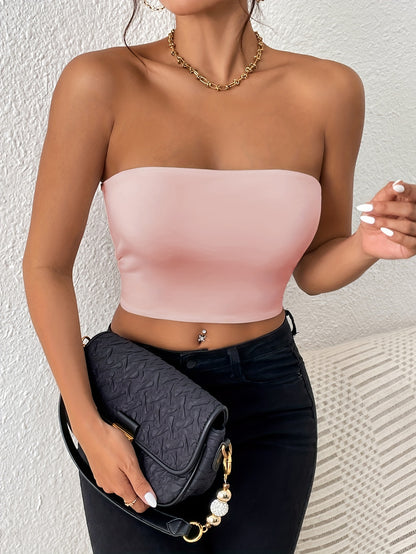 Sexy bodycon crop tube top, stevige elastische tube top, casual tops voor elke dag, dameskleding