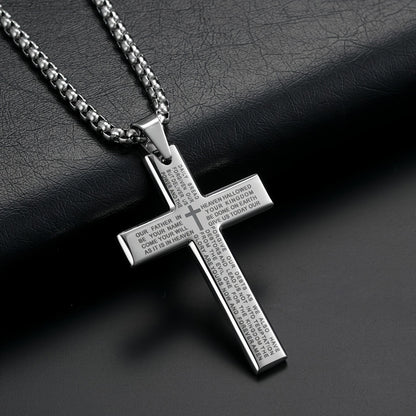 1 stuk Europese en Amerikaanse trendy nieuwe religieuze gegraveerde kruisketting, en veelzijdig voor mannen en vrouwen, kruis hanger ketting
