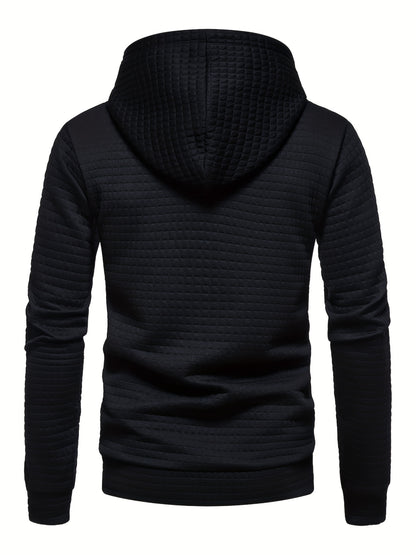 [1pc GEKM Heren Casual Sport Hoodie] 1pc GEKM Heren Casual Sport Pullover Sweatshirt, Boho Stijl Lange Mouw Hoodie met Geborduurd Ontwerp, Gebreide Polyester Stof, Regular Fit, 250gsm - Herfst/Winter Collectie
