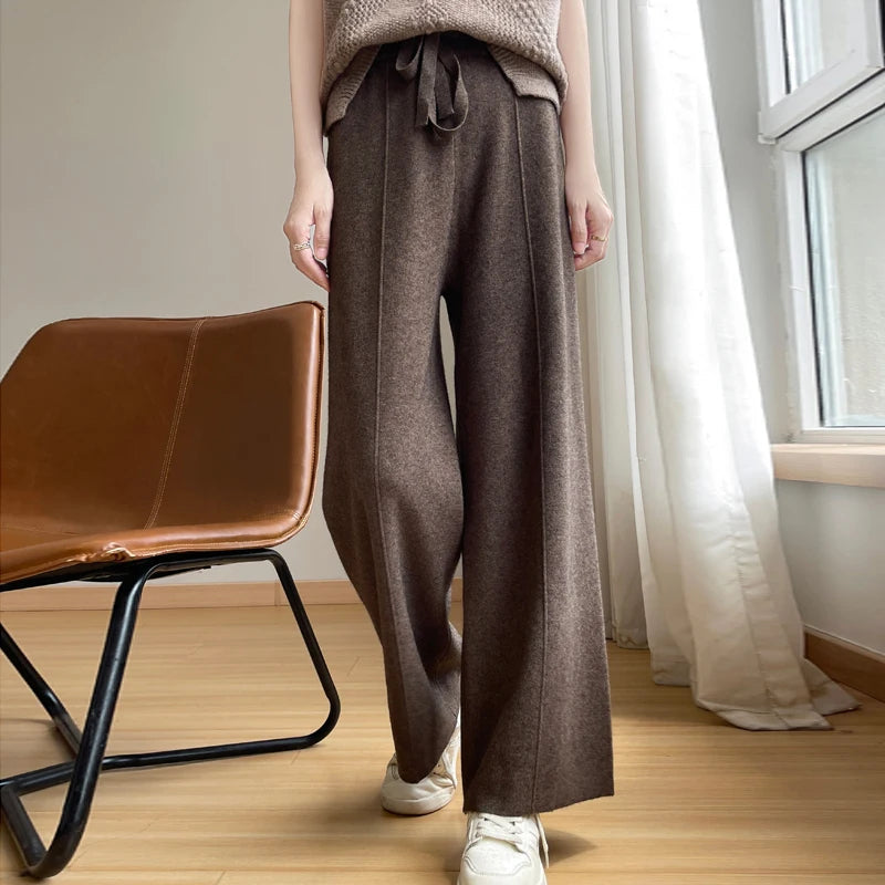 Dames Gebreide Wide Leg Broek