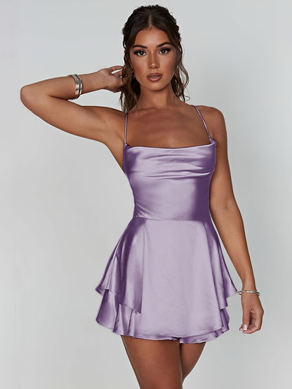 Luna Silk | Satin Flare Mini Dress
