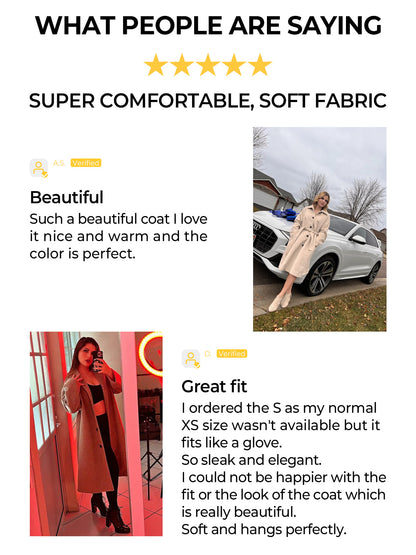 Mantel Dames Lang Wolmix met Ceintuur