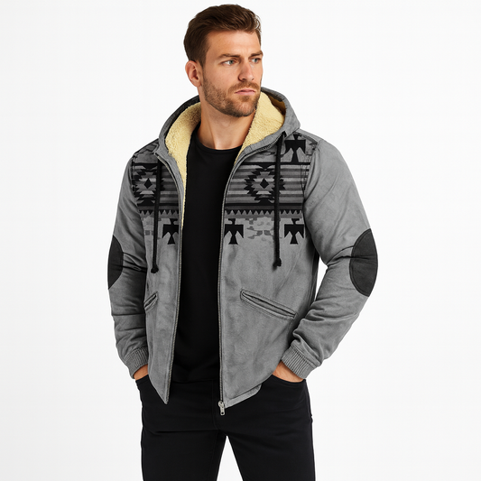 Heren Fleece Jas met Capuchon | Tribal Print