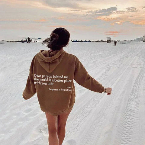 Dames Hoodie “Dear Person Behind Me” – Zachte Katoen Mix
