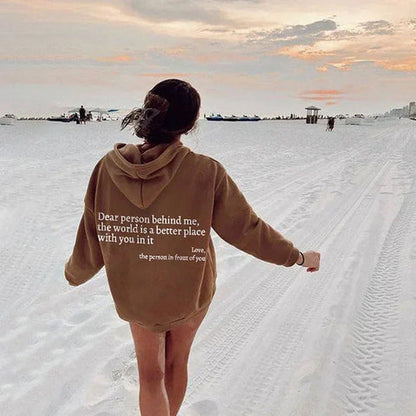 Dames Hoodie “Dear Person Behind Me” – Zachte Katoen Mix