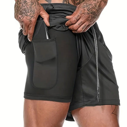 Heren Casual Atletische Shorts Voor De Zomer - Ademend, Lichtgewicht Polyester, Rood Met Zwarte Zijzakken En Trekkoord Tailleband, Perfect Voor Hardlopen, Training, Wandelen En Buitenactiviteiten, Zomer Trainingsuitrusting | Trekkoord Tailleband | Comfort