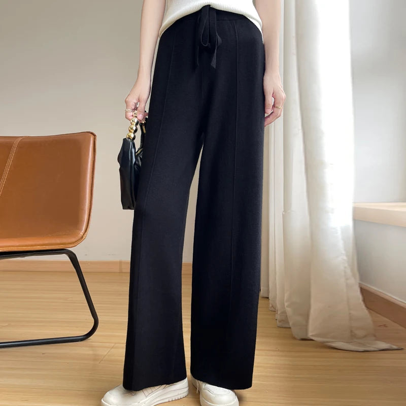 Dames Gebreide Wide Leg Broek