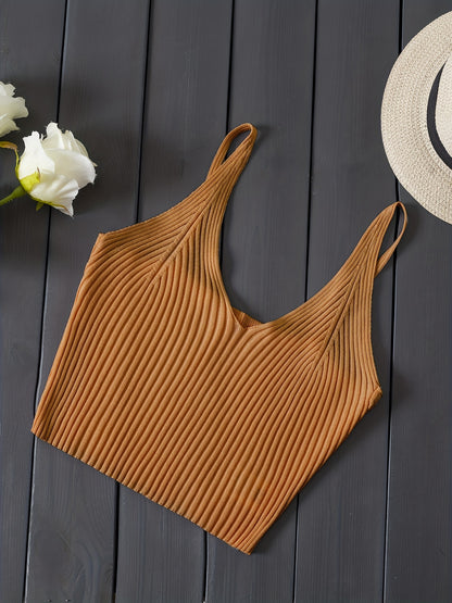 Valentijnsdag Geribbelde Gebreide Crop Cami Top, Y2K Mouwloze Top Voor Lente & Zomer, Dameskleding