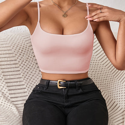 Crop top met spaghettibandjes, veelzijdige cami-top zonder rug voor de zomer, dameskleding