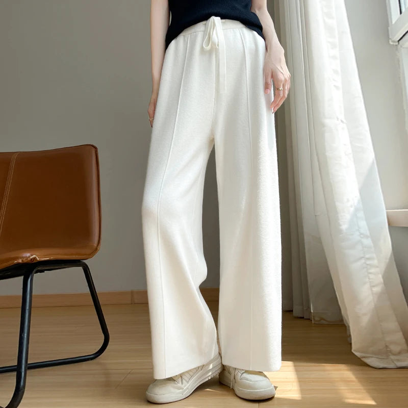 Dames Gebreide Wide Leg Broek