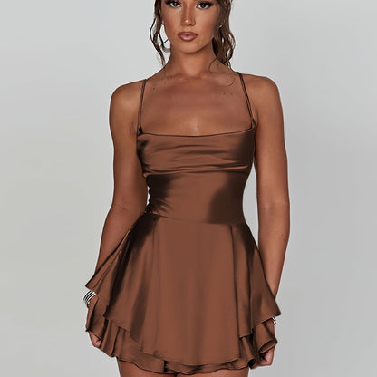 Luna Silk | Satin Flare Mini Dress