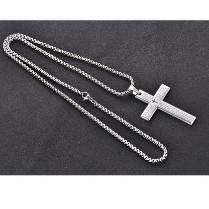 1 stuk Europese en Amerikaanse trendy nieuwe religieuze gegraveerde kruisketting, en veelzijdig voor mannen en vrouwen, kruis hanger ketting