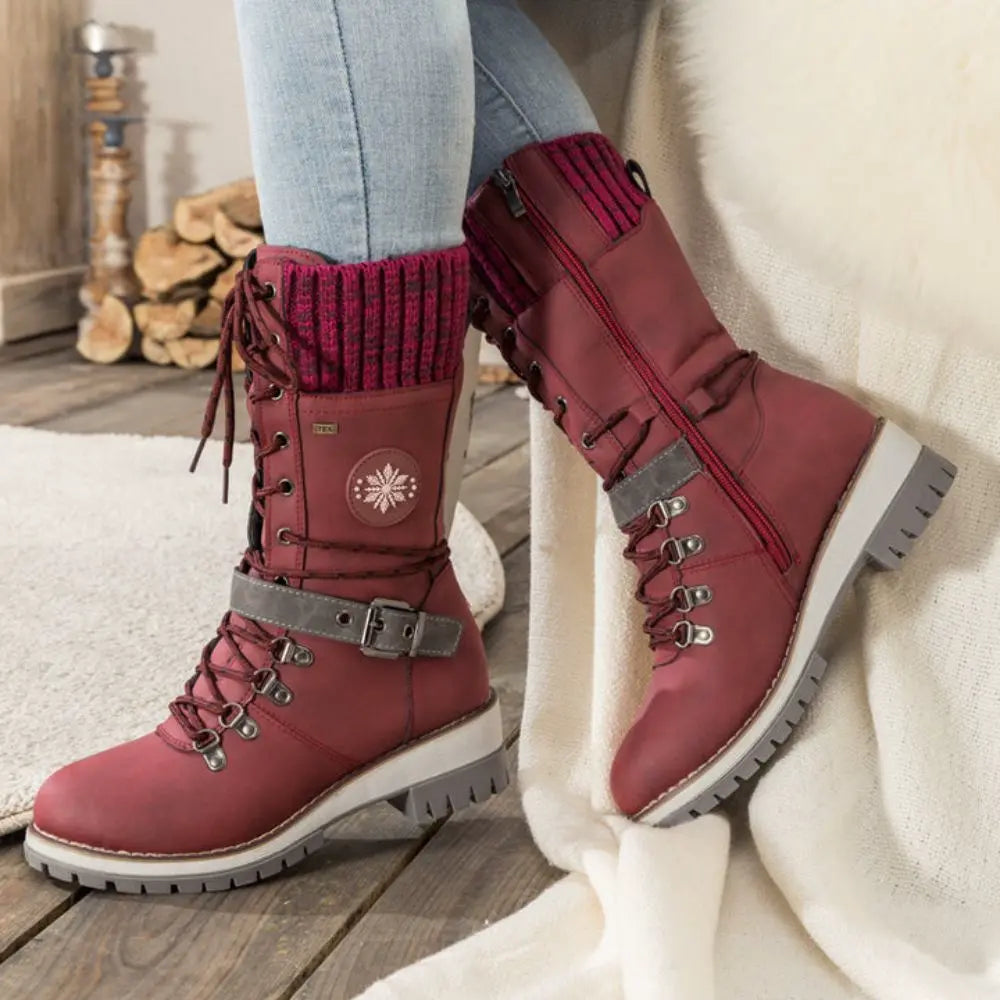 Dames snowboots | veters + gesp – anti-slip zool
