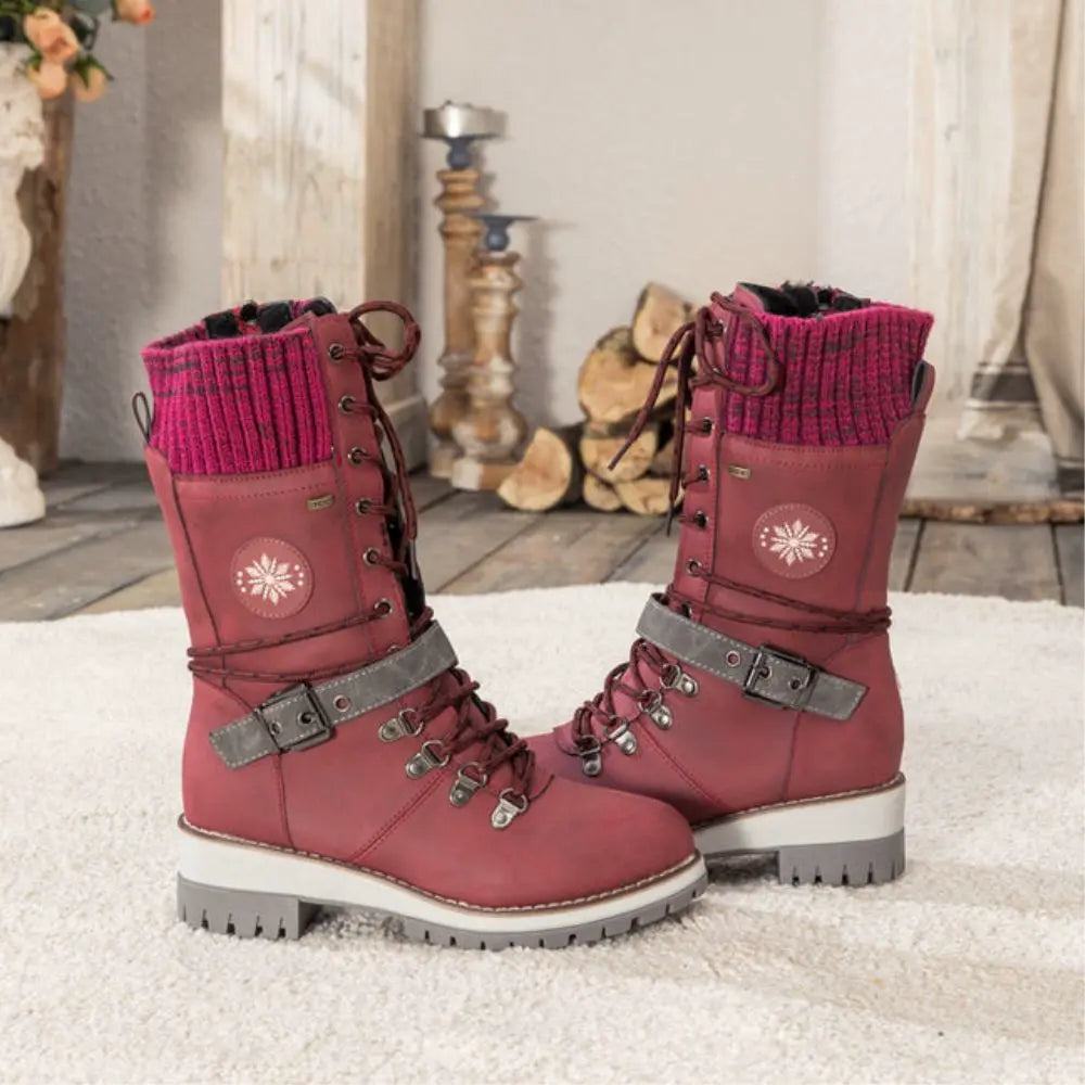 Dames snowboots | veters + gesp – anti-slip zool