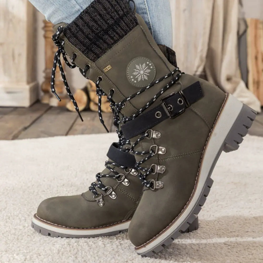 Dames snowboots | veters + gesp – anti-slip zool