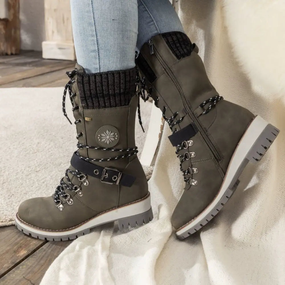 Dames snowboots | veters + gesp – anti-slip zool
