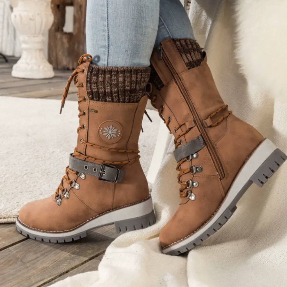 Dames snowboots | veters + gesp – anti-slip zool