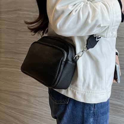 1pc Dames Stijlvolle Crossbody Tas, Effen Kleur Messenger Schoudertas met Ritssluiting, Polyester Gevoerd, Verkrijgbaar in Diepbruin/Crèmewit/Zwart, Kleine Crossbody Tas