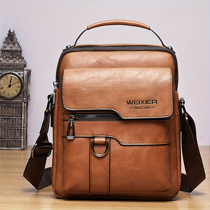 Authentieke leren messenger tas voor heren, vintage stijl zakelijke handtas