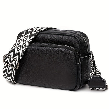 1pc Dames Stijlvolle Crossbody Tas, Effen Kleur Messenger Schoudertas met Ritssluiting, Polyester Gevoerd, Verkrijgbaar in Diepbruin/Crèmewit/Zwart, Kleine Crossbody Tas