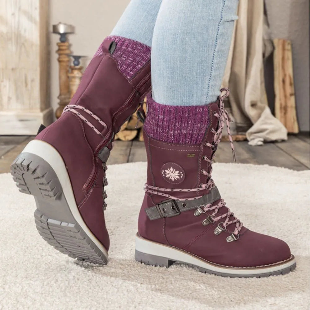 Dames snowboots | veters + gesp – anti-slip zool