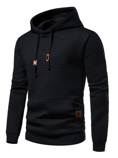 [1pc GEKM Heren Casual Sport Hoodie] 1pc GEKM Heren Casual Sport Pullover Sweatshirt, Boho Stijl Lange Mouw Hoodie met Geborduurd Ontwerp, Gebreide Polyester Stof, Regular Fit, 250gsm - Herfst/Winter Collectie