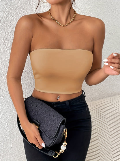 Sexy bodycon crop tube top, stevige elastische tube top, casual tops voor elke dag, dameskleding