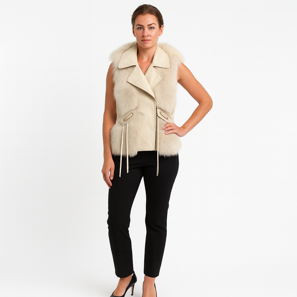 Empress Bodywarmer met bont | Ceintuur