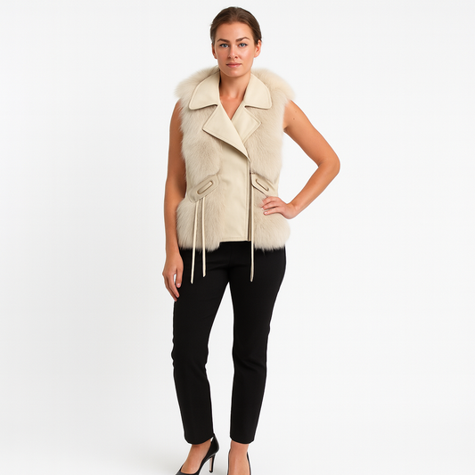 Empress Bodywarmer met bont | Ceintuur
