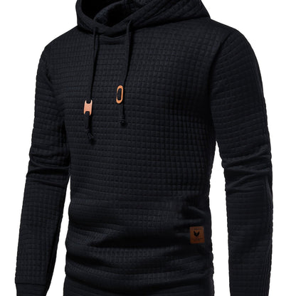 [1pc GEKM Heren Casual Sport Hoodie] 1pc GEKM Heren Casual Sport Pullover Sweatshirt, Boho Stijl Lange Mouw Hoodie met Geborduurd Ontwerp, Gebreide Polyester Stof, Regular Fit, 250gsm - Herfst/Winter Collectie