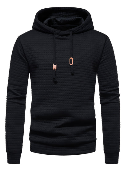 [1pc GEKM Heren Casual Sport Hoodie] 1pc GEKM Heren Casual Sport Pullover Sweatshirt, Boho Stijl Lange Mouw Hoodie met Geborduurd Ontwerp, Gebreide Polyester Stof, Regular Fit, 250gsm - Herfst/Winter Collectie