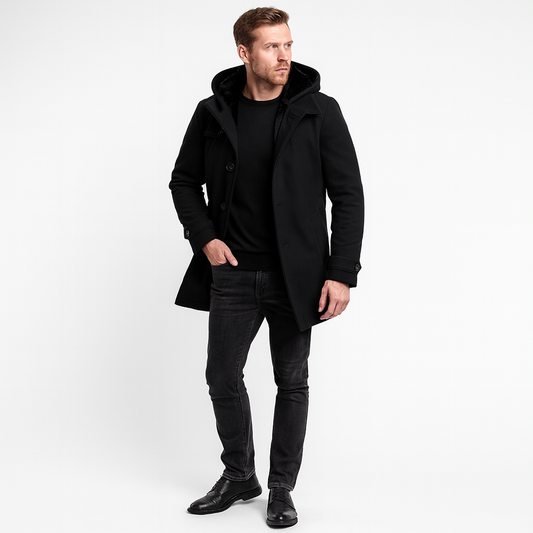 Heren Trenchcoat Wolmix met Capuchon