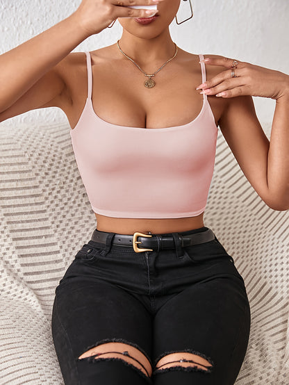Crop top met spaghettibandjes, veelzijdige cami-top zonder rug voor de zomer, dameskleding