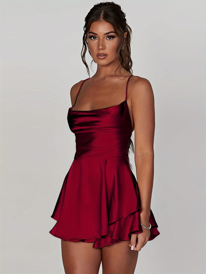 Luna Silk | Satin Flare Mini Dress