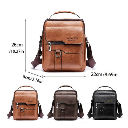 Authentieke leren messenger tas voor heren, vintage stijl zakelijke handtas
