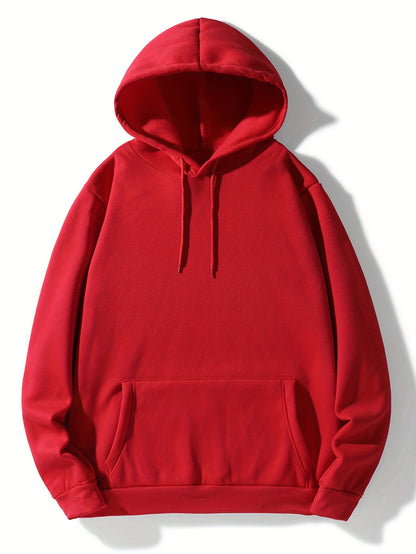 Mannen Hoodies, Effen Kleur Hoodie, Casual Heren Pullover Hoodie Met Kangoeroezak Voor Lente Herfst, Als Geschenken, Coquette Stijl