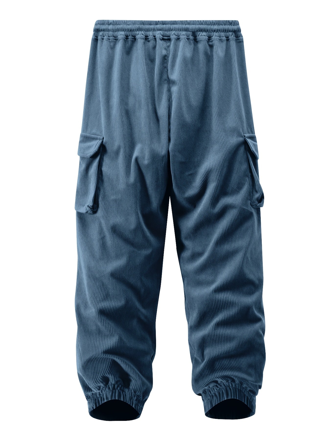 1 stuk heren corduroy cargobroek, tinta unita midden taille met zakken, trekkoord taille, lichte stretch, casual regular fit, comfortabele ademende polyester voering, modieuze dagelijkse broek