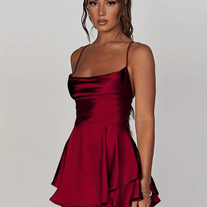 Luna Silk | Satin Flare Mini Dress