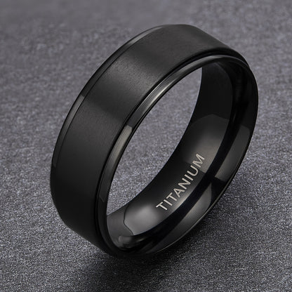 1 stuk PANASH 8MM Titanium Stalen Ring, Mode Zwart Goud Geplateerd, Duurzaam Krassenbestendig, Uniek Cadeau voor Vriendschap, Verjaardag, Huwelijk, Afstuderen, Kerst - Enkele Ring met Analoge Steen Creatie