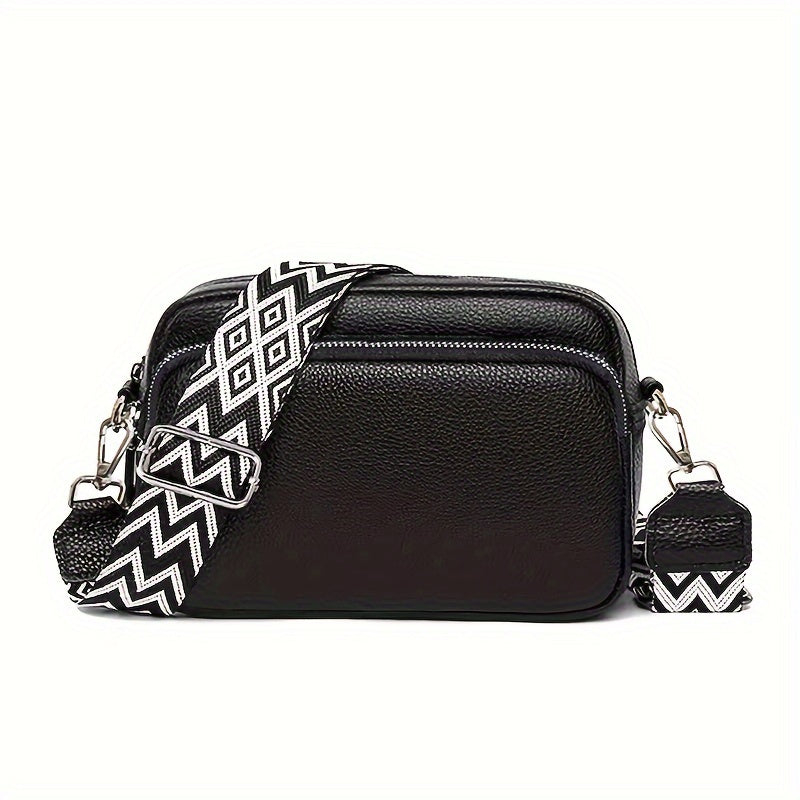1pc Dames Stijlvolle Crossbody Tas, Effen Kleur Messenger Schoudertas met Ritssluiting, Polyester Gevoerd, Verkrijgbaar in Diepbruin/Crèmewit/Zwart, Kleine Crossbody Tas