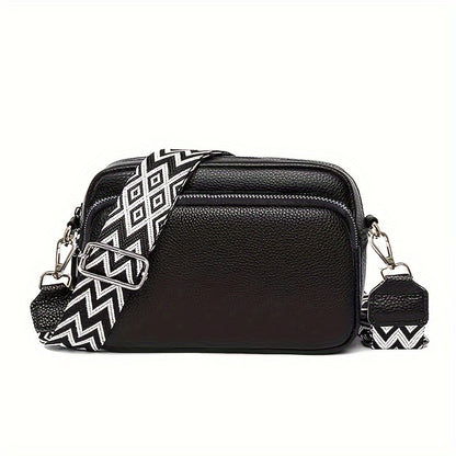 1pc Dames Stijlvolle Crossbody Tas, Effen Kleur Messenger Schoudertas met Ritssluiting, Polyester Gevoerd, Verkrijgbaar in Diepbruin/Crèmewit/Zwart, Kleine Crossbody Tas
