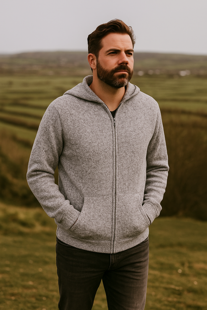 Heren Alpaca Hoodie Met Rits | Grijs