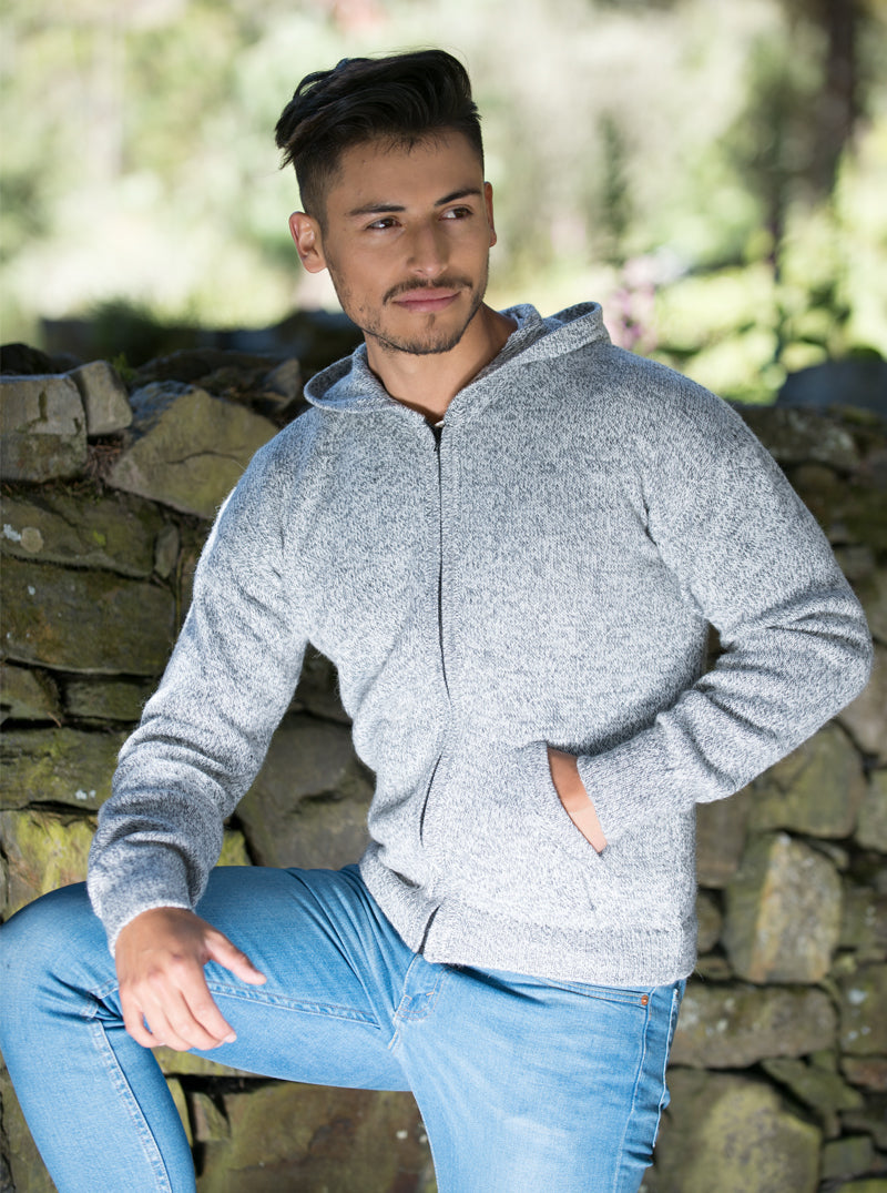 Heren Alpaca Hoodie Met Rits | Grijs