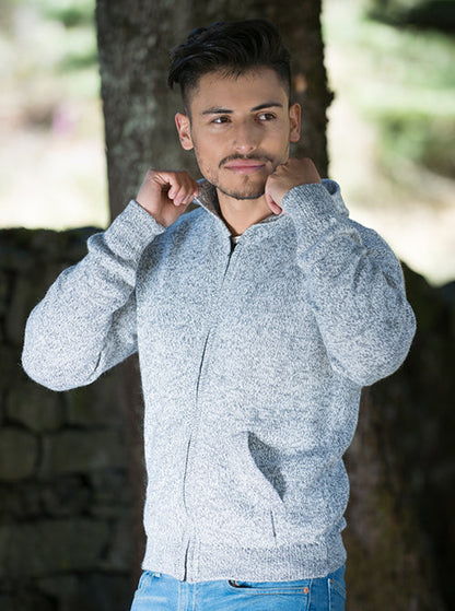 Heren Alpaca Hoodie Met Rits | Grijs